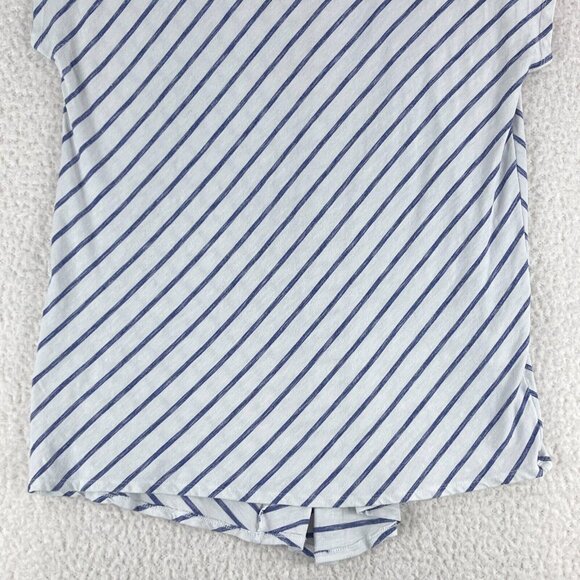 Chico's White Blue Striped Pullover Shirt Womens Stretch Short Sleeve Size Large - Picture 3 of 12